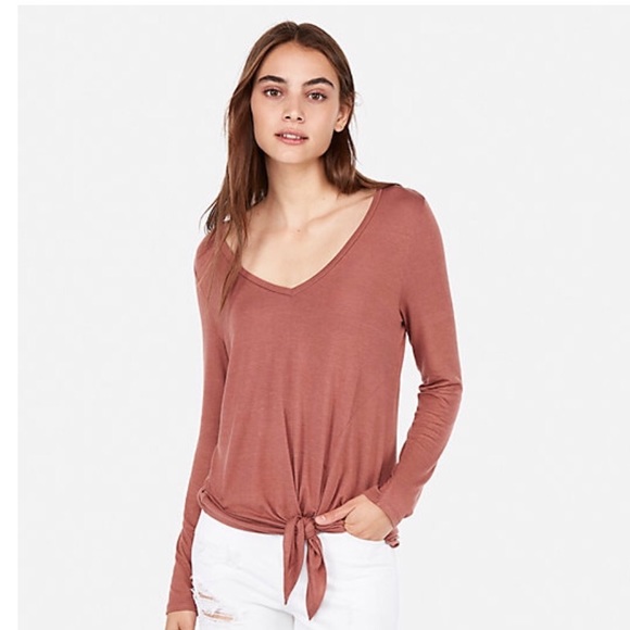 Express Tops - EXPRESS One Eleven V-Neck Tie Front Easy Tee